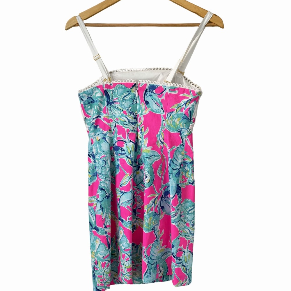 LILLY PULITZER BRYNN DRESS RAZ BERRY LOBSTERS IN LOVE Sz 00 Lined Resortwear - Picture 3 of 9